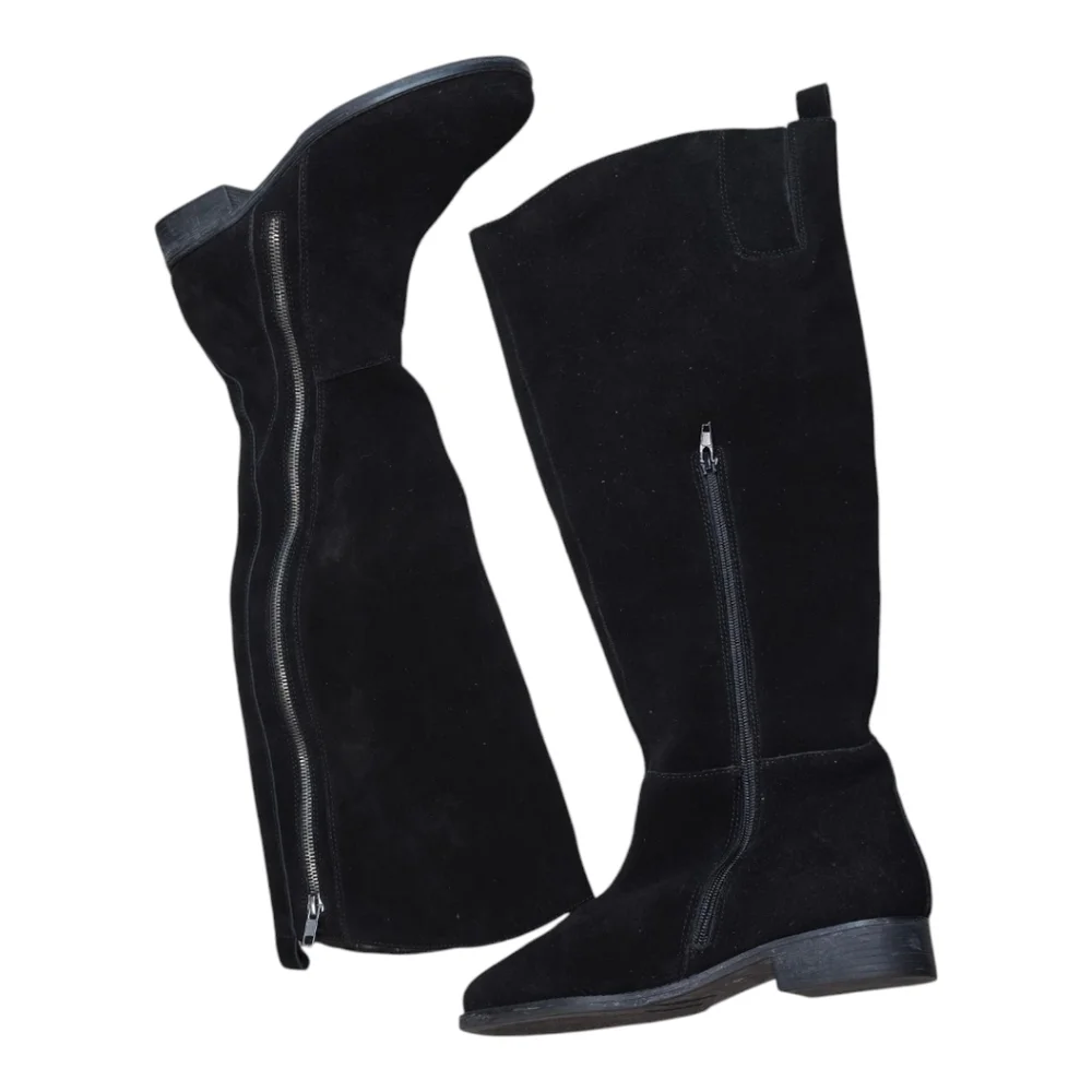 Matisse SCARLET Black Suede Leather TALL Boots Size 6.5 WIDE‎ CALF